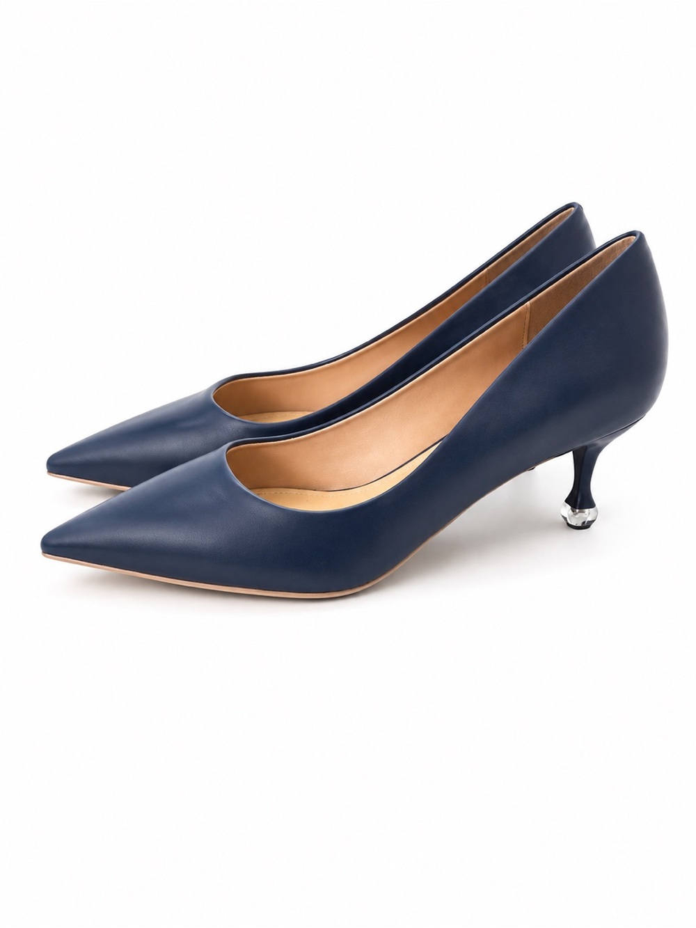 C. Paravano Navy Pointed Toe Kitten Heels | Size 38 | Elegant